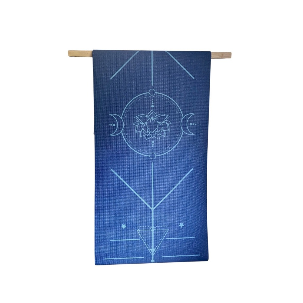 GoFit Blue Yoga Mat Celestial Lotus Moon Phases Alignment Graphic Non-Slip